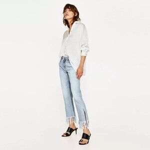 Zara Basic 1975 Beach Comer Frayed Hem Bootcut Midrise Jeans size 8